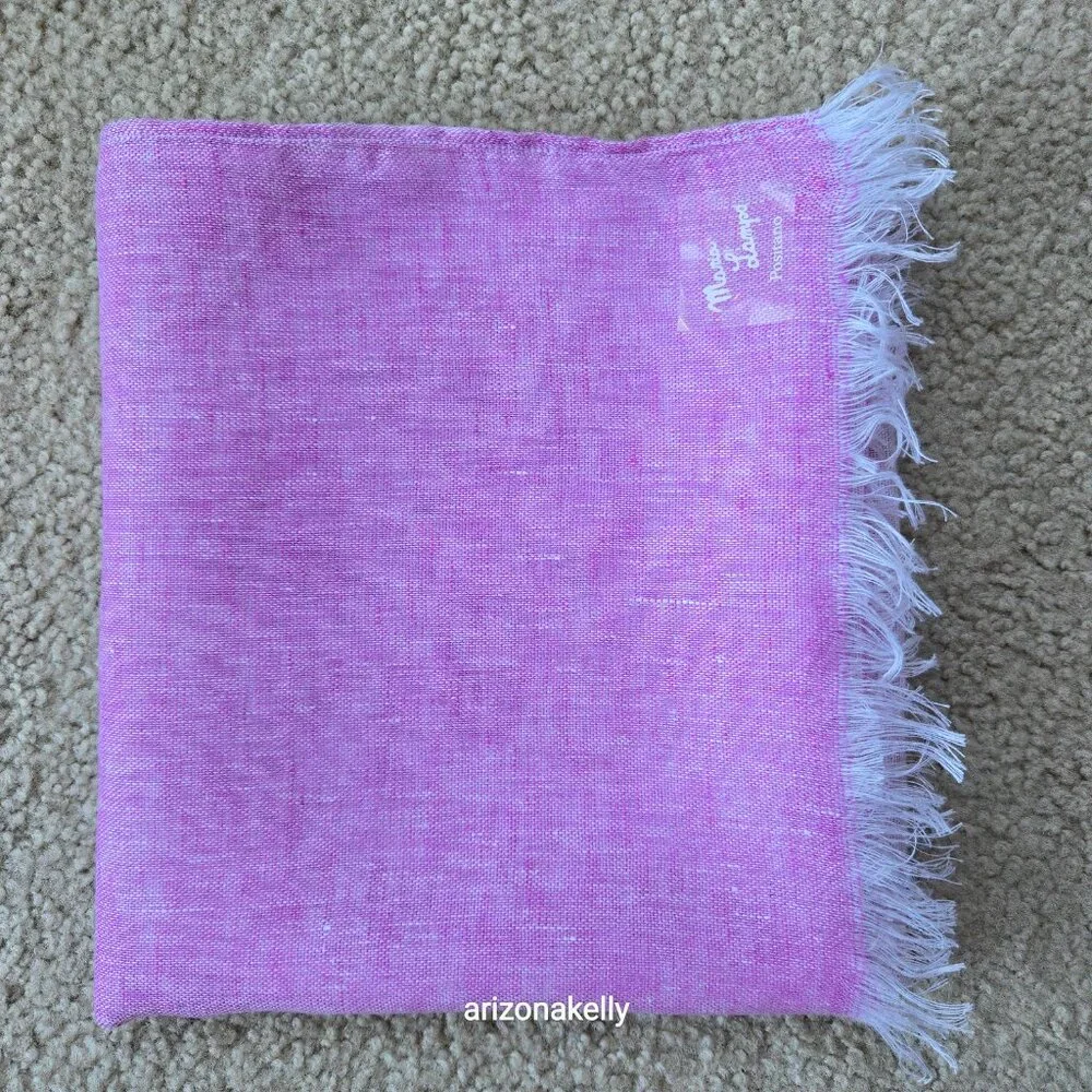 NWT Linen Scarf Italian Maria Lampo Pink & White